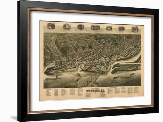 Dubuque, Iowa - Panoramic Map-Lantern Press-Framed Art Print