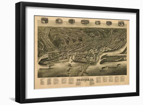 Dubuque, Iowa - Panoramic Map-Lantern Press-Framed Art Print