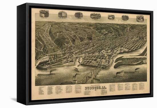 Dubuque, Iowa - Panoramic Map-Lantern Press-Framed Stretched Canvas