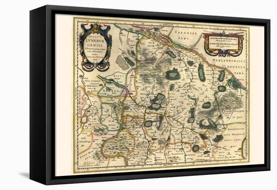 Duchy Of Lüneburg And Adjacent Regions-Willem Janszoon Blaeu-Framed Stretched Canvas