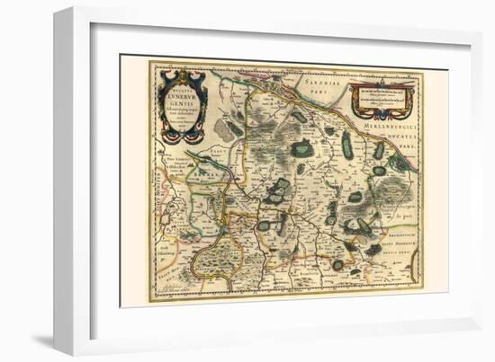 Duchy Of Lüneburg And Adjacent Regions-Willem Janszoon Blaeu-Framed Art Print