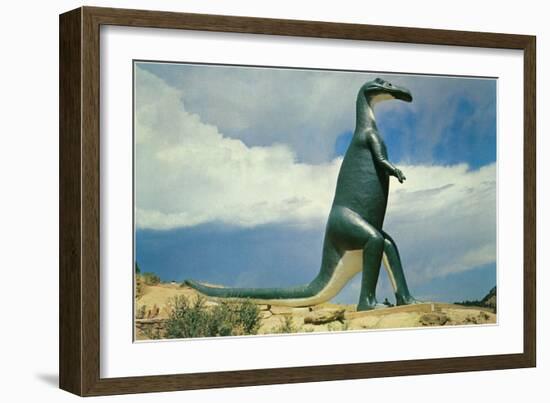 Duck-Billed Dinosaur, Retro-null-Framed Art Print