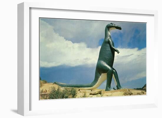 Duck-Billed Dinosaur, Retro-null-Framed Art Print