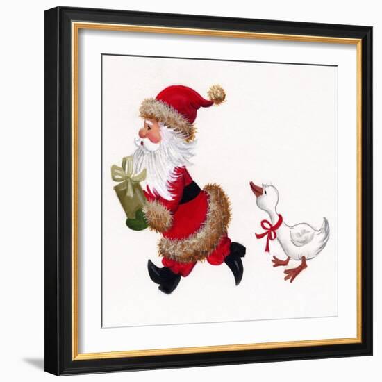 Duck Chasing Santa-Beverly Johnston-Framed Giclee Print