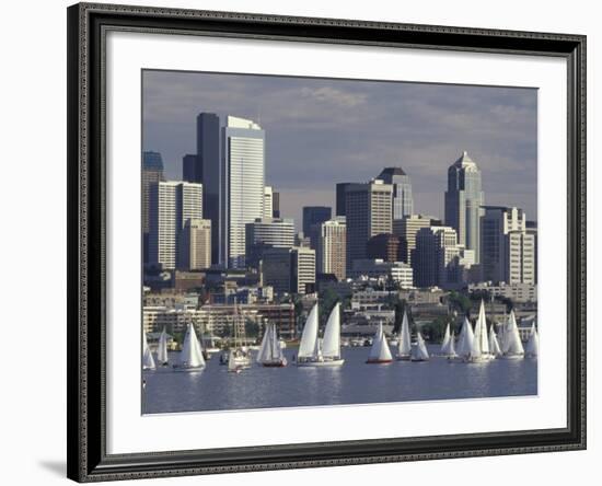 Duck Dodge Sailboat Race, Lake Union, Seattle, Washington, USA-William Sutton-Framed Photographic Print