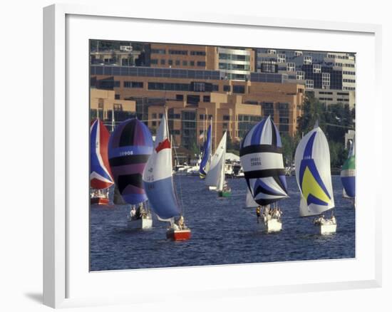 Duck Dodge Sailboat Race, Lake Union, Seattle, Washington, USA-William Sutton-Framed Photographic Print