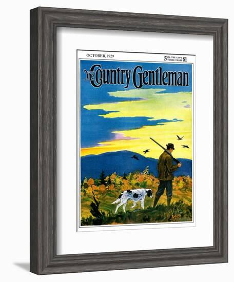 "Duck Hunter and Dog," Country Gentleman Cover, October 1, 1929-Paul Bransom-Framed Giclee Print