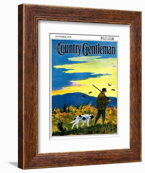 "Duck Hunter and Dog," Country Gentleman Cover, October 1, 1929-Paul Bransom-Framed Giclee Print