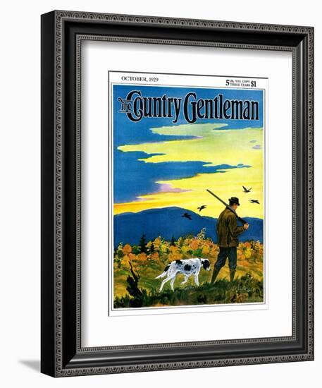 "Duck Hunter and Dog," Country Gentleman Cover, October 1, 1929-Paul Bransom-Framed Giclee Print