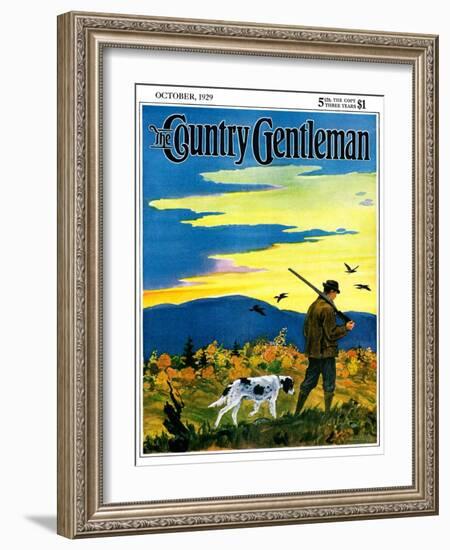 "Duck Hunter and Dog," Country Gentleman Cover, October 1, 1929-Paul Bransom-Framed Giclee Print