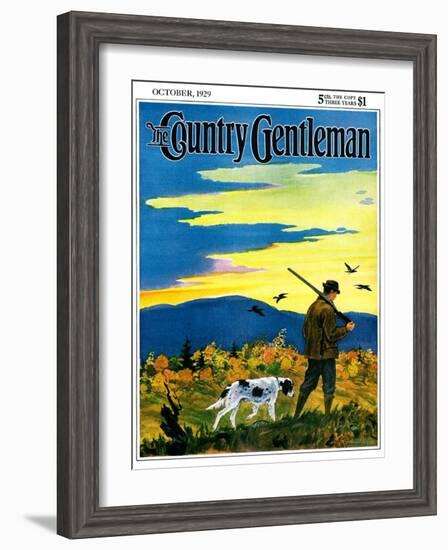 "Duck Hunter and Dog," Country Gentleman Cover, October 1, 1929-Paul Bransom-Framed Giclee Print