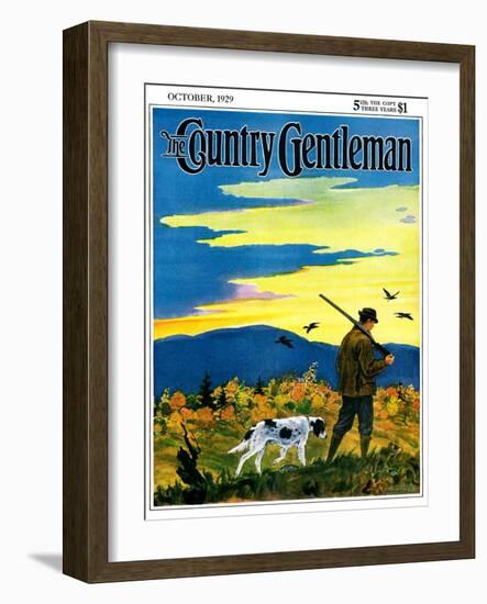 "Duck Hunter and Dog," Country Gentleman Cover, October 1, 1929-Paul Bransom-Framed Giclee Print