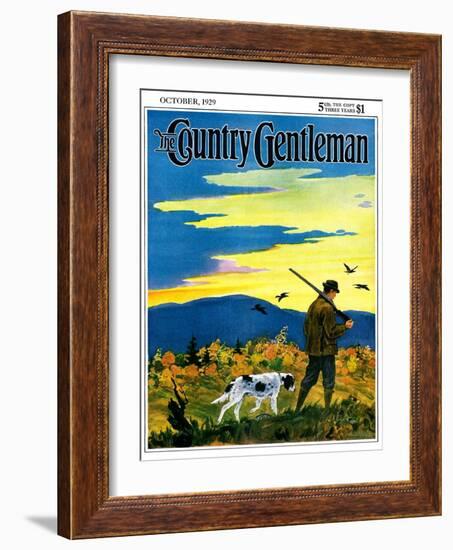 "Duck Hunter and Dog," Country Gentleman Cover, October 1, 1929-Paul Bransom-Framed Giclee Print