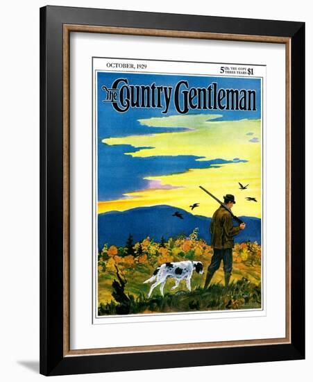 "Duck Hunter and Dog," Country Gentleman Cover, October 1, 1929-Paul Bransom-Framed Giclee Print