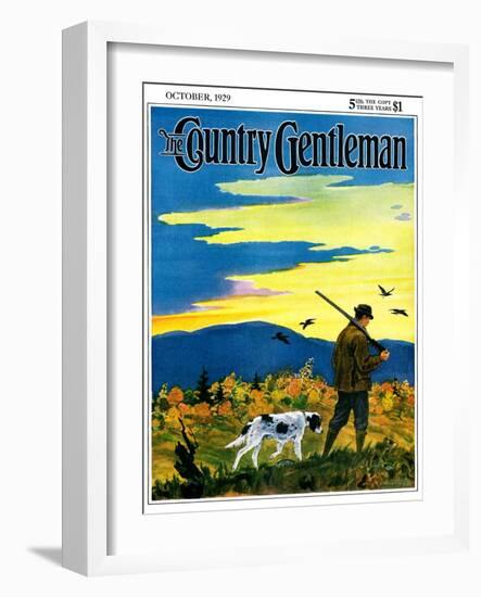 "Duck Hunter and Dog," Country Gentleman Cover, October 1, 1929-Paul Bransom-Framed Giclee Print