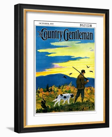 "Duck Hunter and Dog," Country Gentleman Cover, October 1, 1929-Paul Bransom-Framed Giclee Print