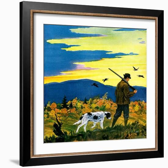 "Duck Hunter and Dog,"October 1, 1929-Paul Bransom-Framed Giclee Print