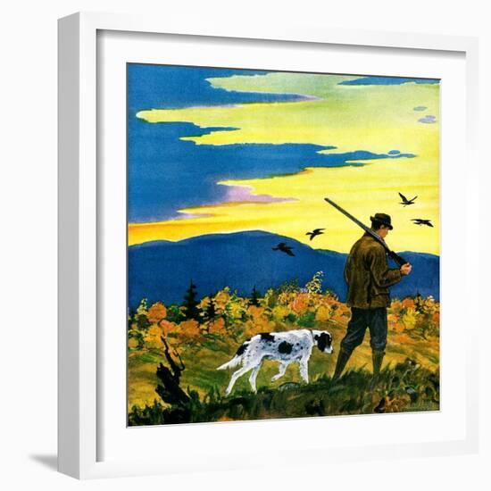 "Duck Hunter and Dog,"October 1, 1929-Paul Bransom-Framed Giclee Print