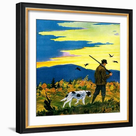 "Duck Hunter and Dog,"October 1, 1929-Paul Bransom-Framed Giclee Print