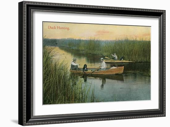 Duck Hunting, Men in Rowboats-null-Framed Art Print