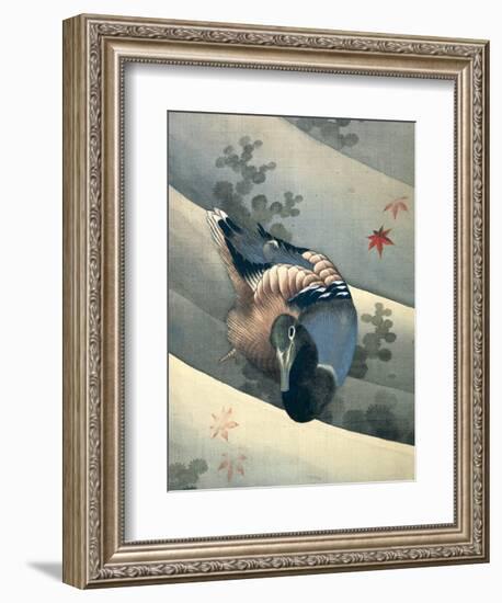 Duck Swimming in Water, 1847-Katsushika Hokusai-Framed Giclee Print