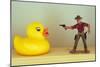 Duck Takes On Cowboy-Den Reader-Mounted Photographic Print