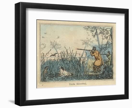 Duck, Two Men and Their Dogs Shoot Duck from the Banks of a Lake-Henry Thomas Alken-Framed Photographic Print