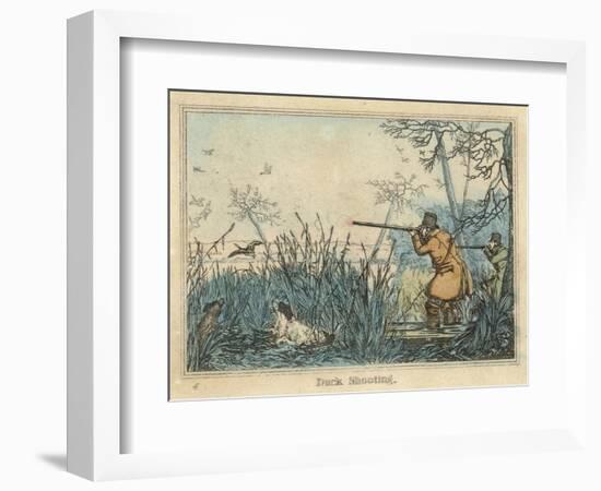 Duck, Two Men and Their Dogs Shoot Duck from the Banks of a Lake-Henry Thomas Alken-Framed Photographic Print