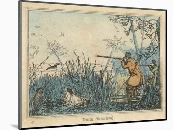 Duck, Two Men and Their Dogs Shoot Duck from the Banks of a Lake-Henry Thomas Alken-Mounted Photographic Print