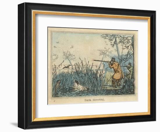 Duck, Two Men and Their Dogs Shoot Duck from the Banks of a Lake-Henry Thomas Alken-Framed Photographic Print