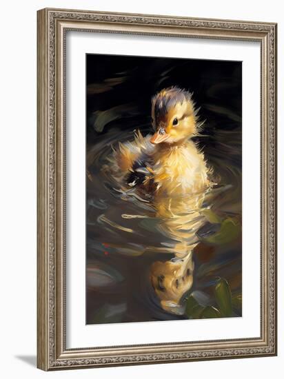 Duckling in the pond-Vivienne Dupont-Framed Art Print