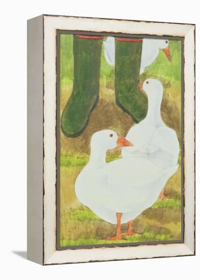 Ducks and Green Wellies-Linda Benton-Framed Premier Image Canvas