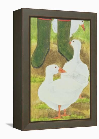 Ducks and Green Wellies-Linda Benton-Framed Premier Image Canvas