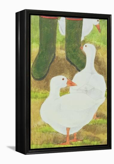 Ducks and Green Wellies-Linda Benton-Framed Premier Image Canvas