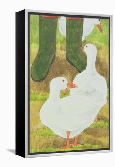 Ducks and Green Wellies-Linda Benton-Framed Premier Image Canvas