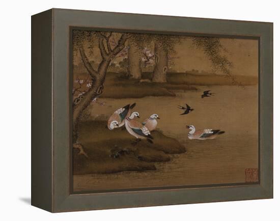 Ducks and Swallows. from an Album of Bird Paintings-Gao Qipei-Framed Premier Image Canvas