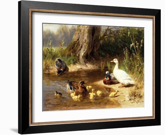 Ducks at the Water's Edge, 1874-Carl Jutz-Framed Giclee Print