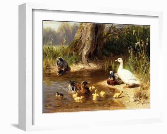 Ducks at the Water's Edge, 1874-Carl Jutz-Framed Giclee Print