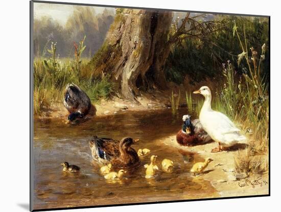 Ducks at the Water's Edge, 1874-Carl Jutz-Mounted Giclee Print
