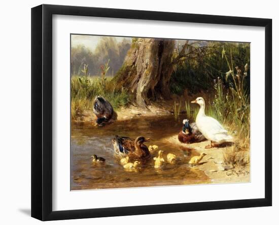 Ducks at the Water's Edge-Carl Jutz-Framed Giclee Print