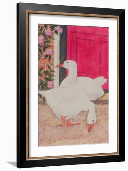 Ducks by the Open Door-Linda Benton-Framed Giclee Print