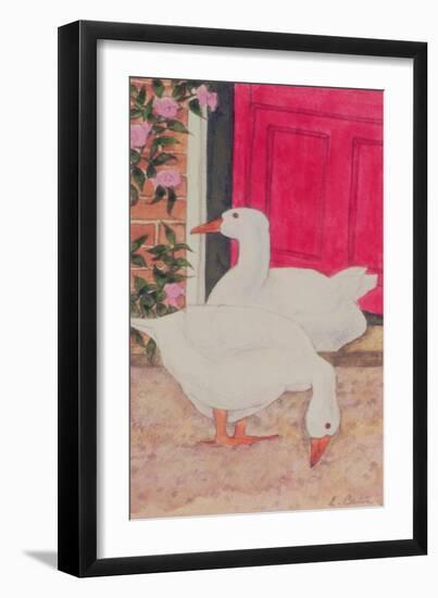 Ducks by the Open Door-Linda Benton-Framed Giclee Print