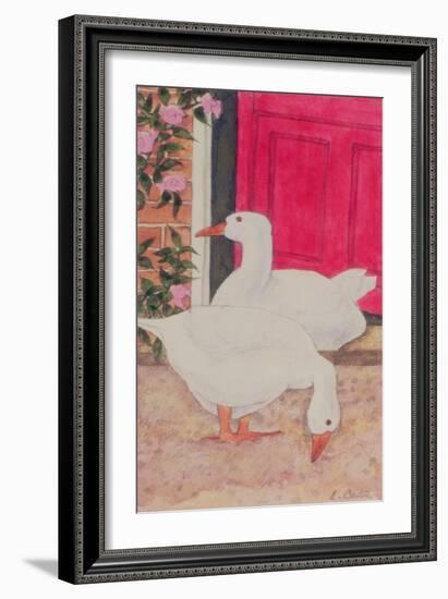 Ducks by the Open Door-Linda Benton-Framed Giclee Print