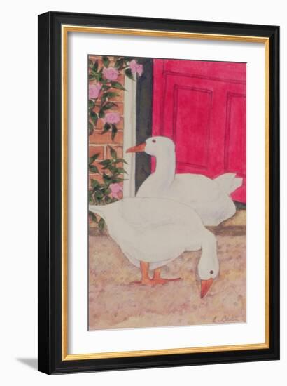 Ducks by the Open Door-Linda Benton-Framed Giclee Print