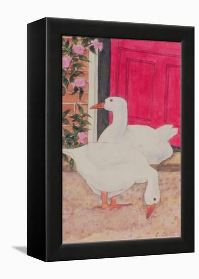Ducks by the Open Door-Linda Benton-Framed Premier Image Canvas