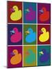 Ducks in Color Blocks-Whoartnow-Mounted Giclee Print