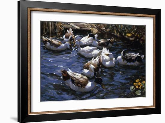 Ducks in the Reeds under the Boughs-Alexander Koester-Framed Giclee Print