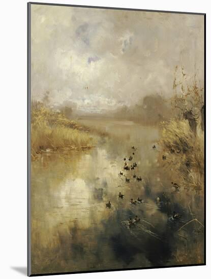 Ducks on a Lake, 1896-Pompeo Mariani-Mounted Giclee Print