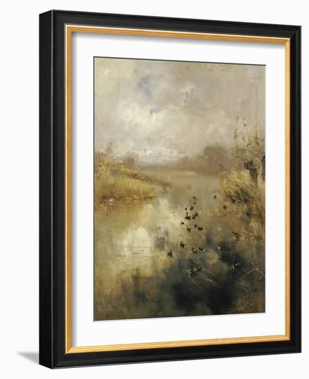 Ducks on a Lake, 1896-Pompeo Mariani-Framed Giclee Print