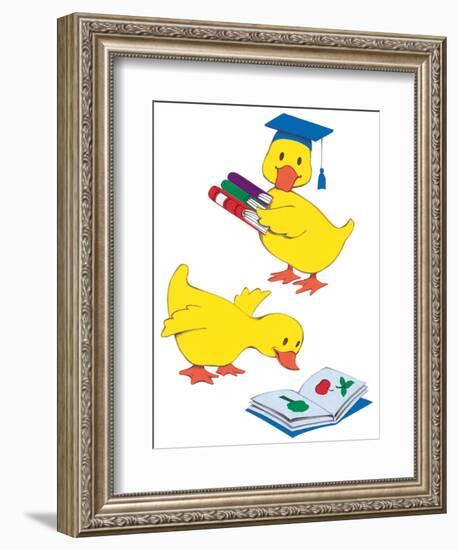 Ducks Reading-Bev Lopez-Framed Art Print